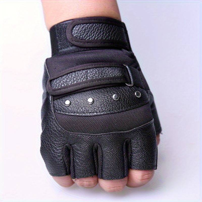 1 Pair Black PU One Size Outdoor Sports Gloves