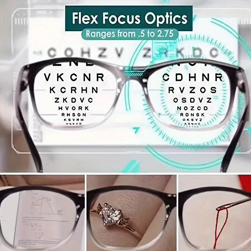 One Power Adjustable Multifocal Reading Glasses - Focus Auto-Adjusting Optic Readers Ranges From 0.5