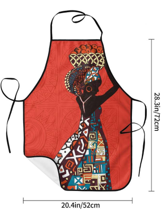 1pc African-Inspired Vintage Apron 100% Polyester Woven Fabric 190g m? Slight Stretch Patterned