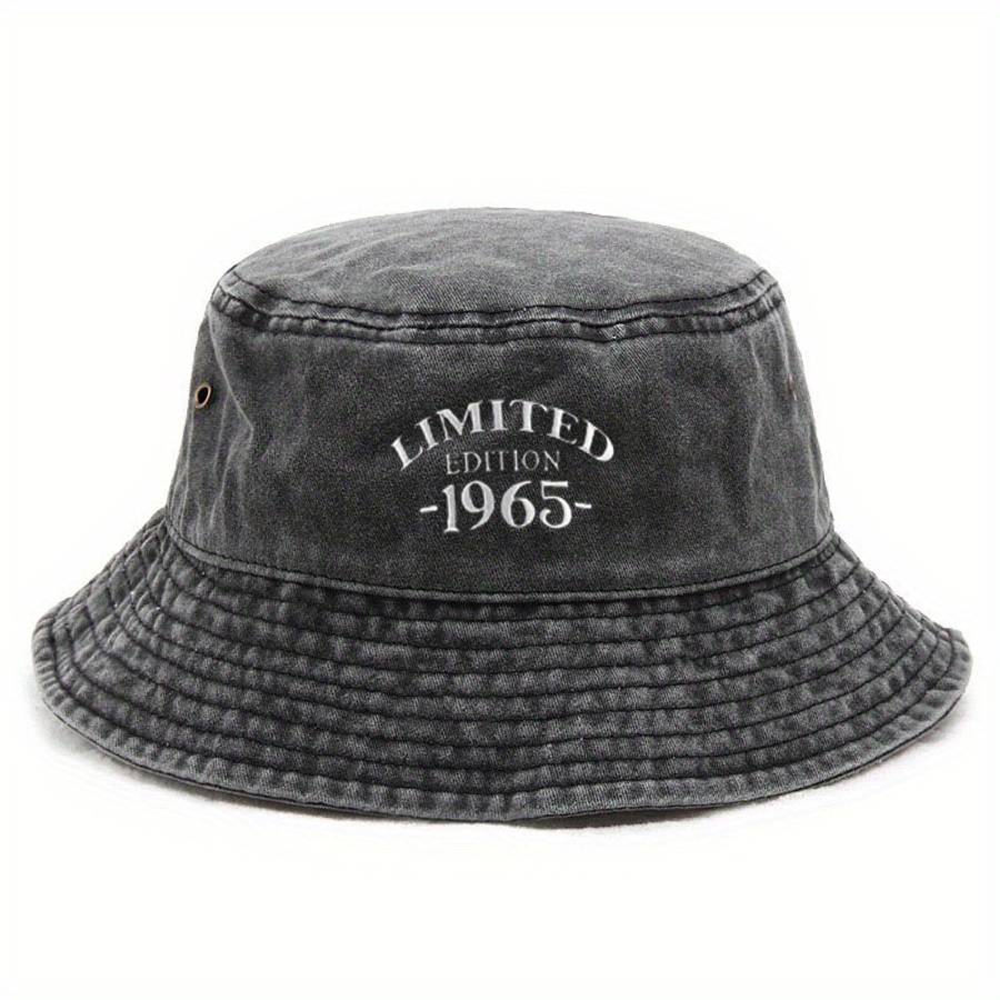 Wide-Brimmed Washed Denim Embroidered Fisherman Hat Breathable And Adjustable Unisex Sun Hat