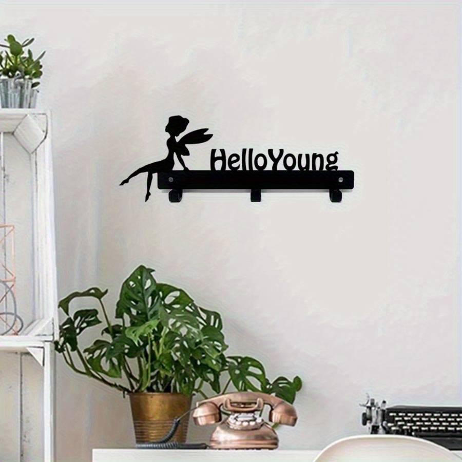 1pc HelloYoung Magical Wall-Mounted Storage RackStylish Metal Organizer for Coats Keys Towels