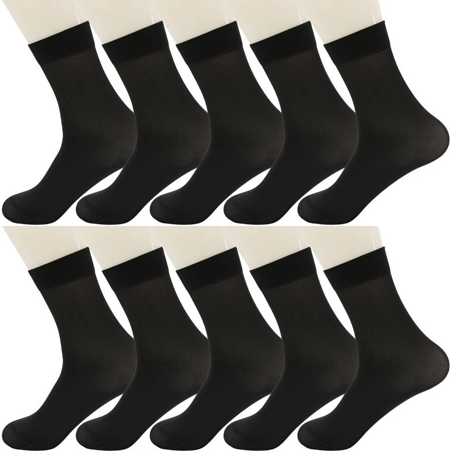 10 Pairs Black One Size High Elastic Socks
