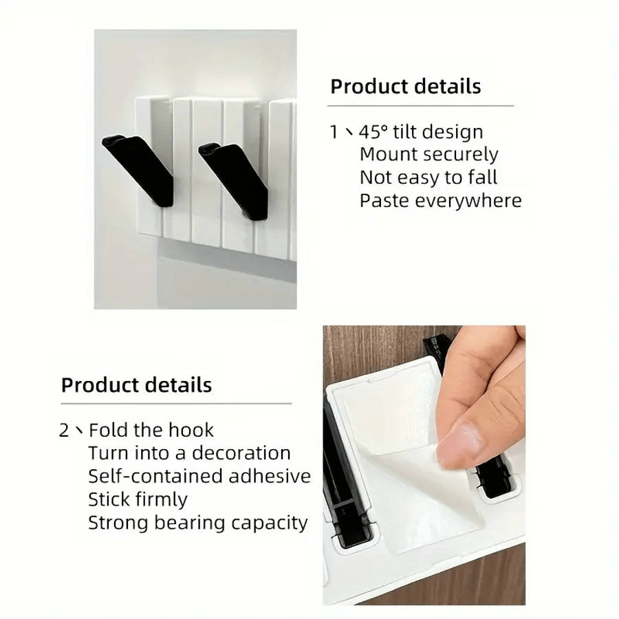 Piano Keyboard Design Wall-Mounted Hook Rack Durable Plastic Easy Installation Multi-Function
