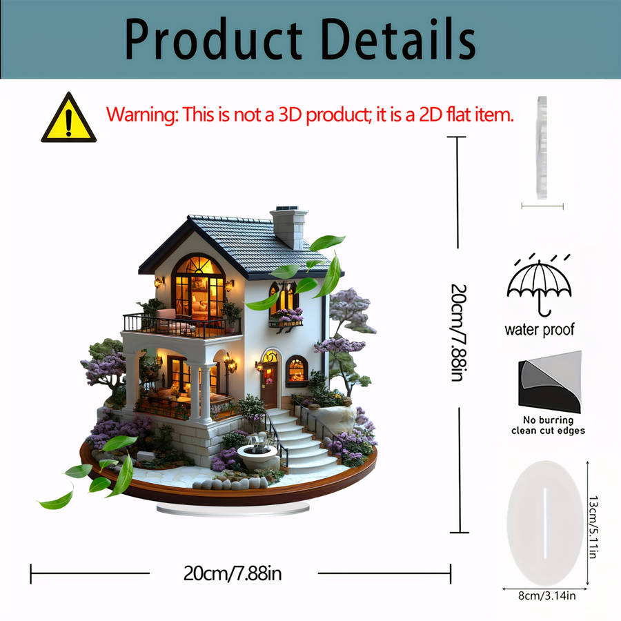 1pc 2D Flat  A  Acrylic Decoration Featuring a Charming Garden Courtyard Design in a Rustic Styl