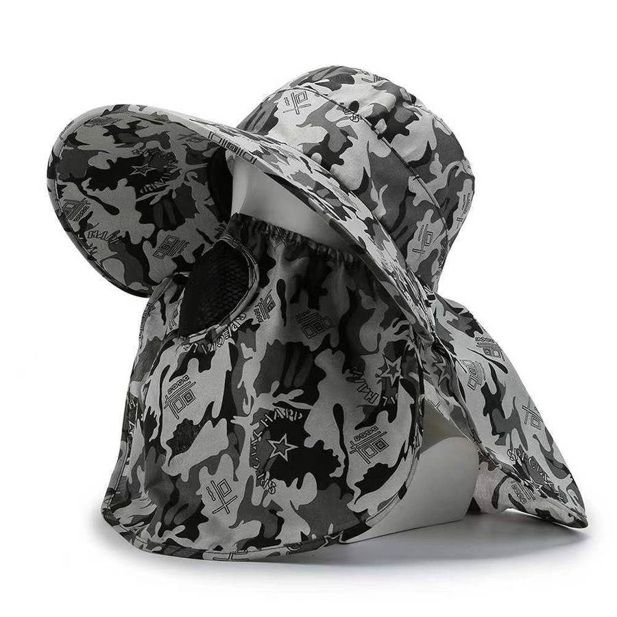1pc Men'S Camouflage Sun Protection Hat with Face Cover Ideal for Hiking Mountain Climbing Fish