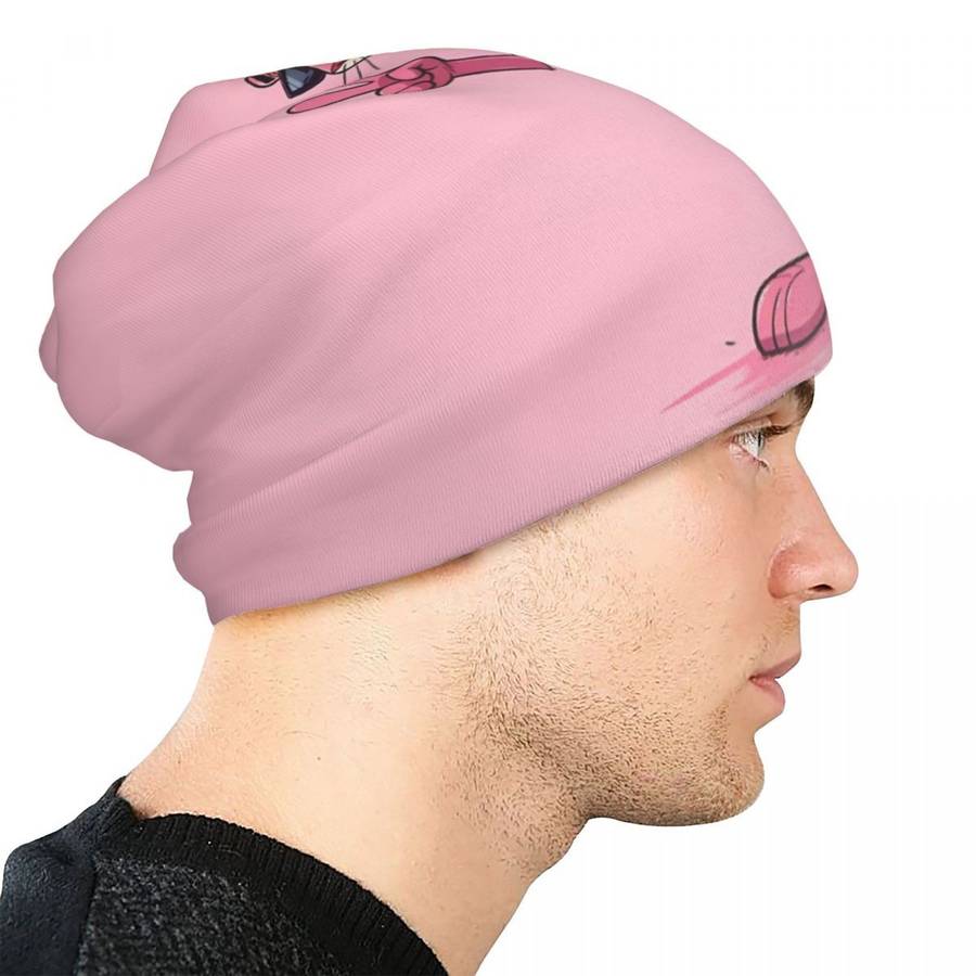 BIIHUDU Fashionable Pink Beanie Cap 95% Polyester 5% Elastane Knitted Hat