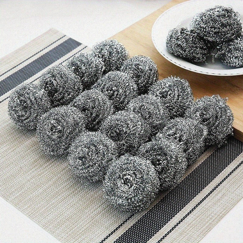 20pcs Stainless Steel Wire Scrubbers Non-Electric Multipurpose Cleaning Brushes for Kitchen