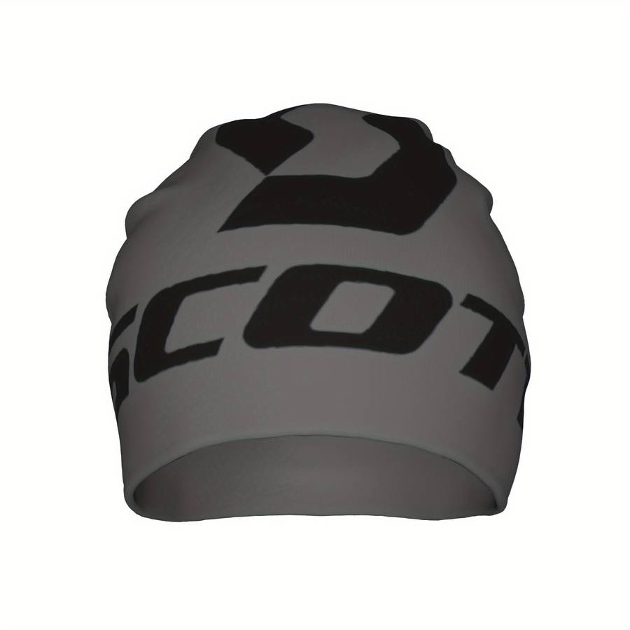 1pc Durable Build Scott Men's Stretch Knit Beanie Cap Fashionable Gray Cycling Hat with SCOTT P