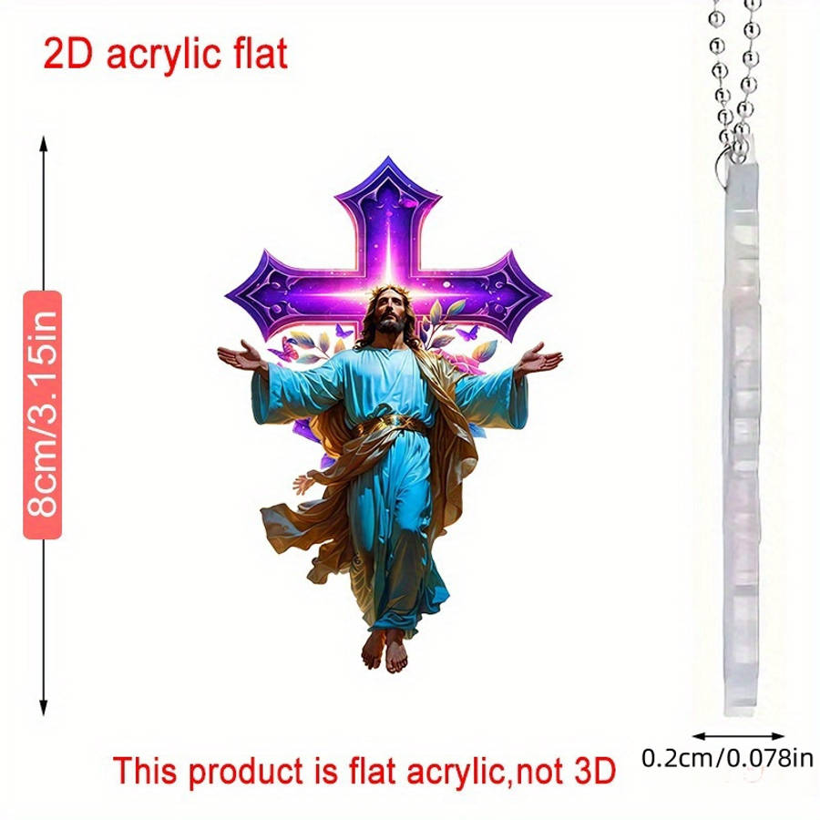 2D Flat Of Printed Luminous Cross-Themed Acrylic Hanging Decoration Multifuncti
