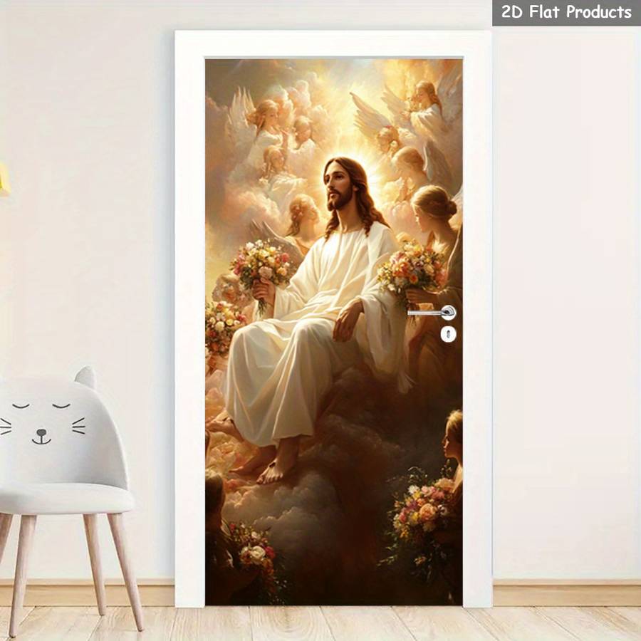 1pc 76.96x199.9cm Jesus Christian Themed Stickers
