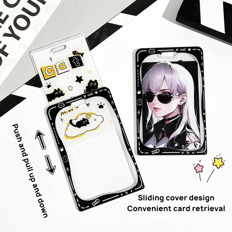 1pc Adorable Star Cat Pendant ID Card Holder with Delicate Spring Rope Accessory Cute and Functio