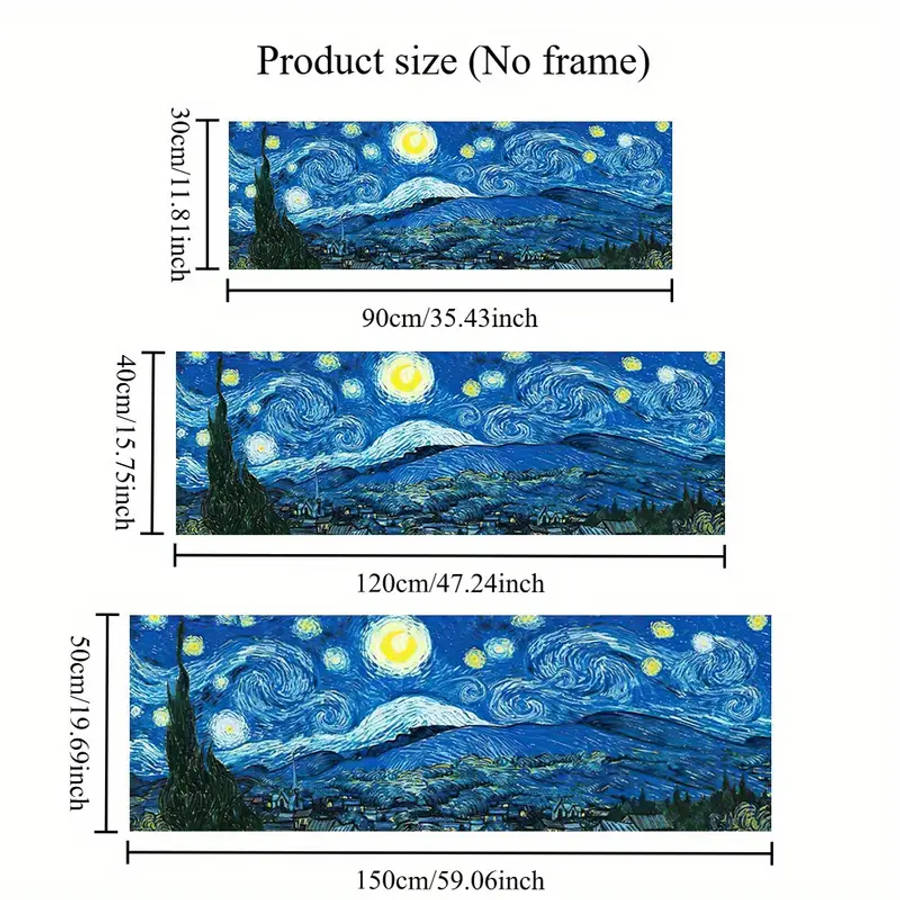 Van Gogh'S "Starry Night" Canvas Art Print - Frameless, Modern Minimalist Wall Decor