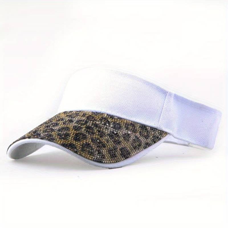 1pc of a New Women'S Leopard Print Stylish Sun Hat Adorned with Crystals a Versatile Brimless