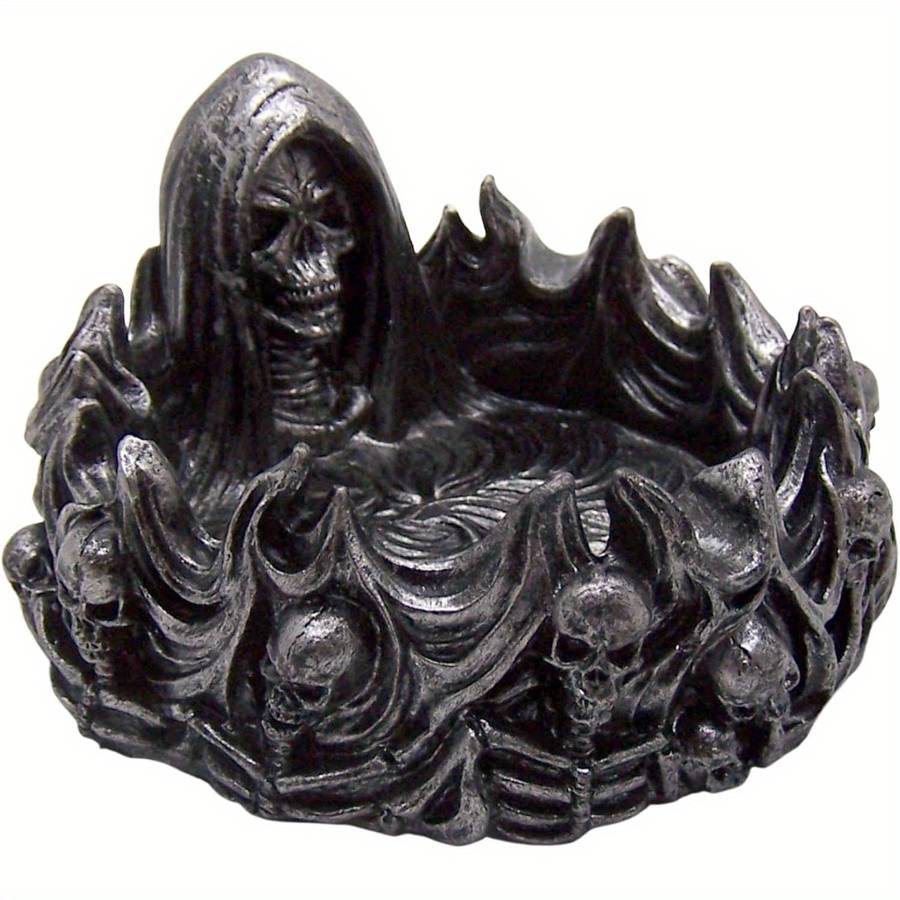 1pc Gothic Skeleton Reaper Ashtray Polyresin Halloween Decor Artistic High-End Smoking Accessory