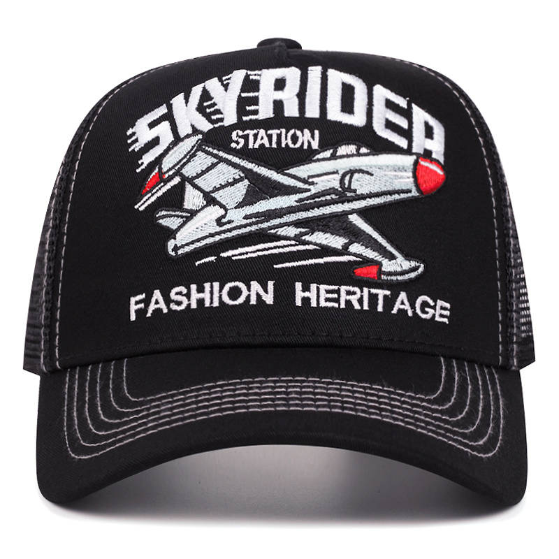 1pc Men'S Polyester Baseball Cap with Embroidered Logo Spring Autumn Sun Protection Trucker Hat
