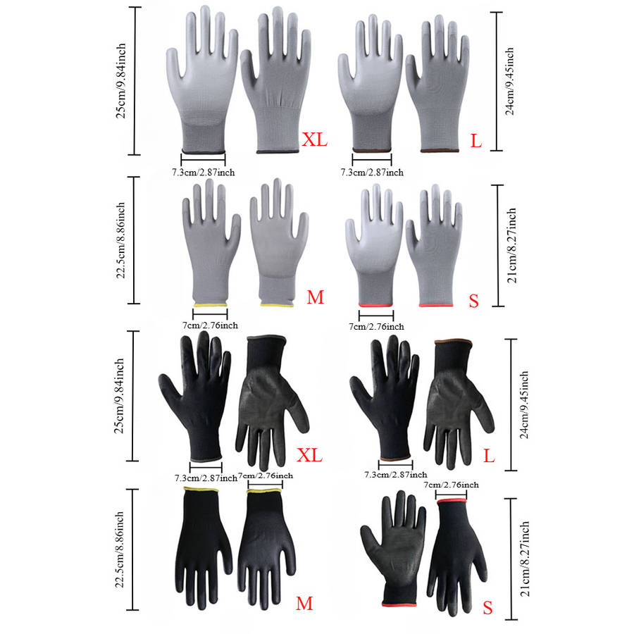 7 Pairs Black Size M Multi Purpose Work Gloves