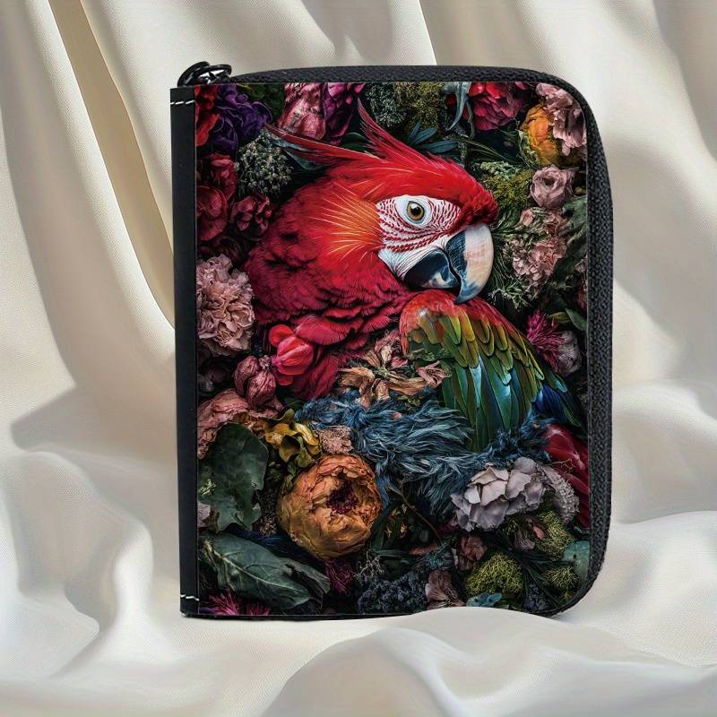 1pc Tropical Parrot Print Womens Wallet Vibrant Floral Bird Design Multi-Card Slots Zipp
