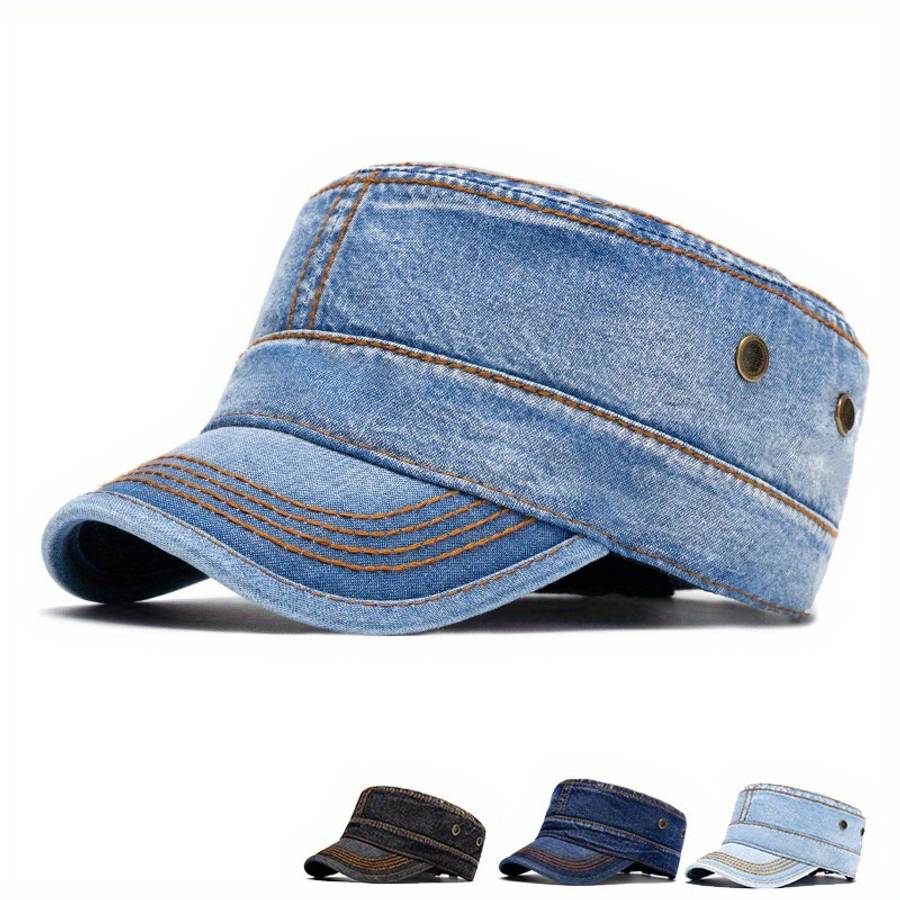 Men'S and Women'S Stylish Denim Baseball Cap with Adjustable Snap Closure Cotton Blend Sun P