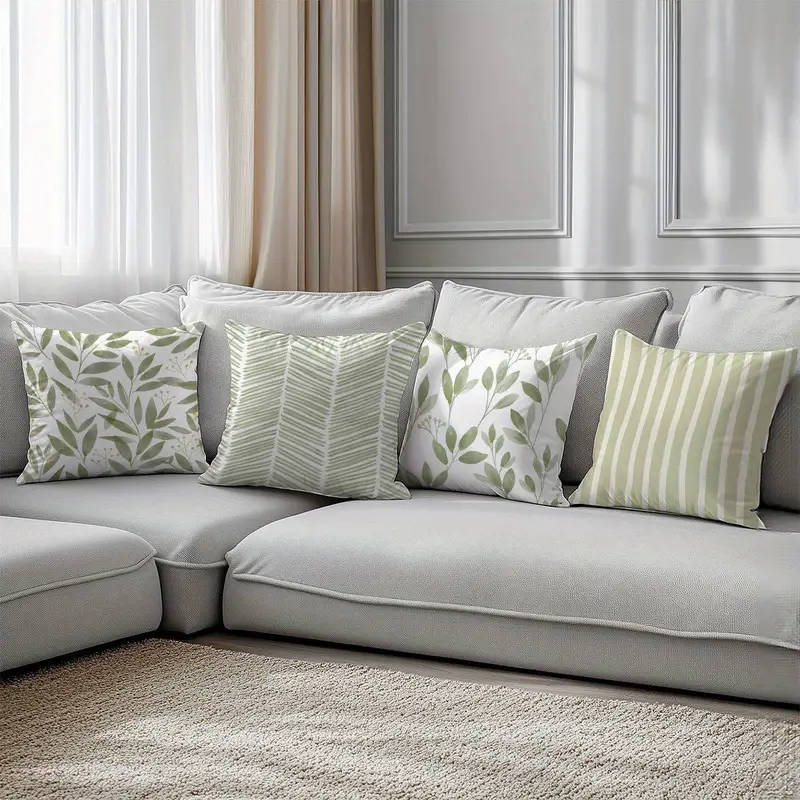 6 Pieces Botanical Print Pillow Covers - Zipper Closure & Machine Wash