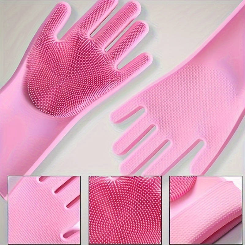 1 Pair Pink Household Cleaning Gloves