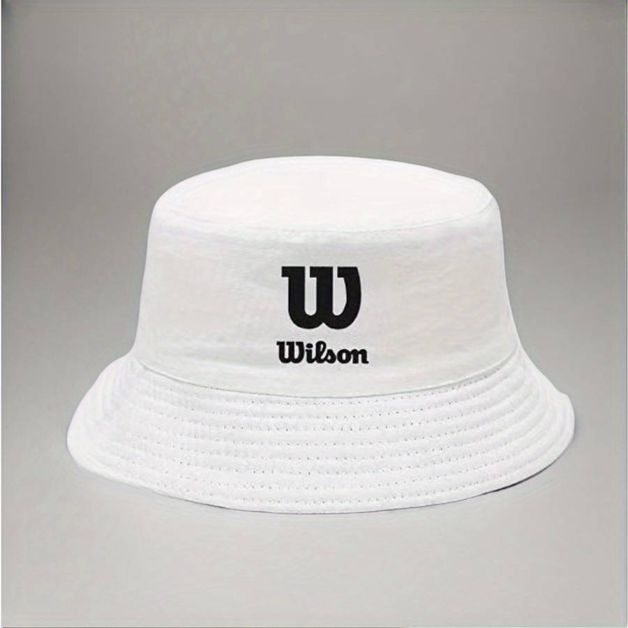 Wilson Printed Eaves Sunshade Bucket Hat Stylish Solid Color Breathable Polyester Materia