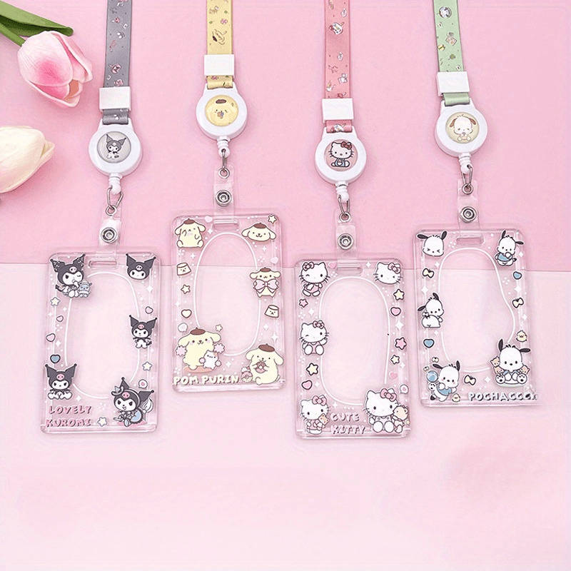1pc Sanrio Cute Acrylic Card Case- Campus Certificate and Meal Card Embossed Protective Case- Cute