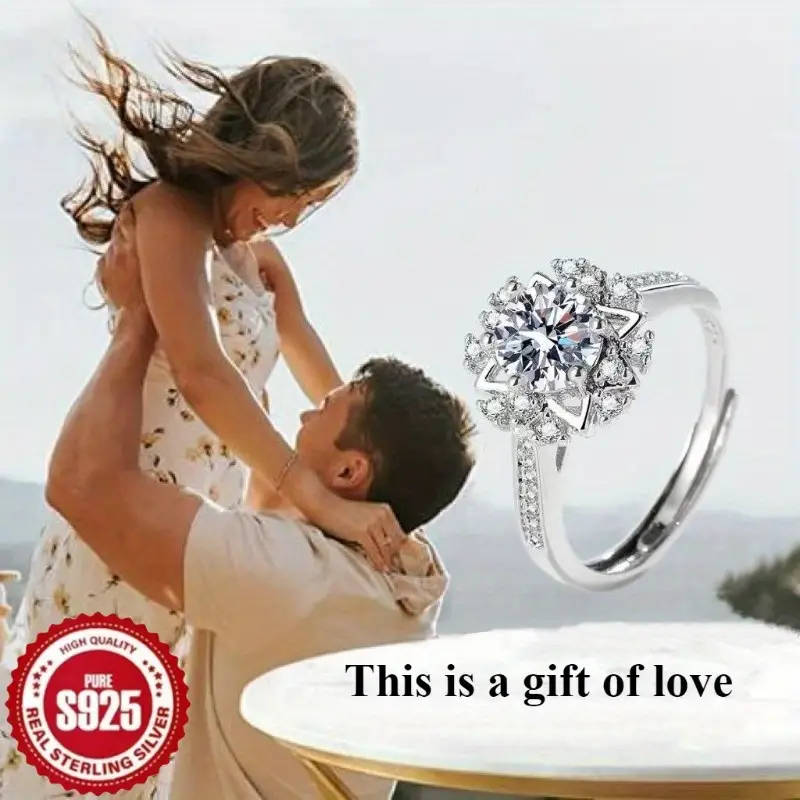 925 Sterling Silver Fashionable Snowflake Zirconia Ring