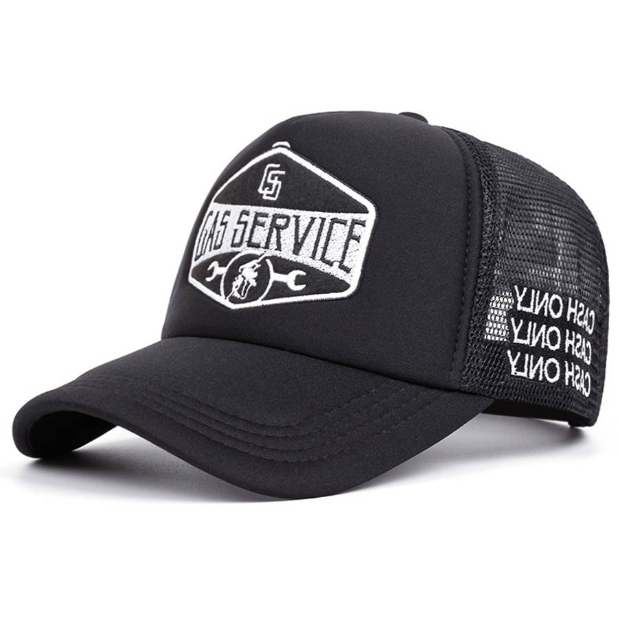 Gas Service Logo Baseball Cap Breathable Polyester Mesh Back Snapback Hat Adjustable Fit