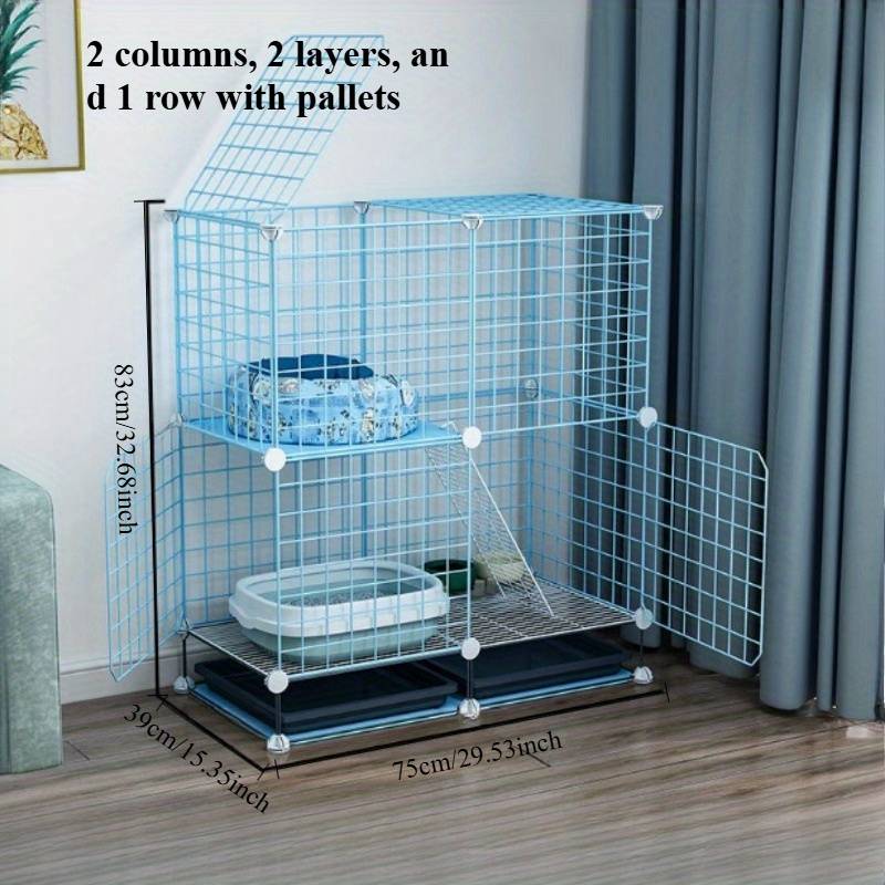 1pc Blue 2 columns 3 layers 1 row Pet Cage
