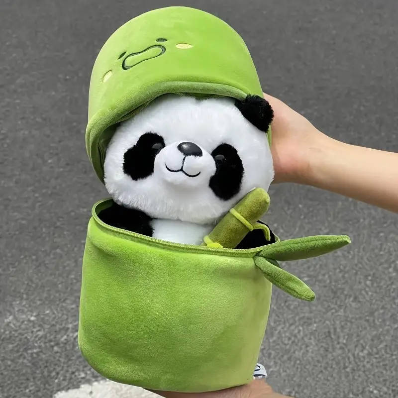 1 Cute Green Hat Panda Plush Toy