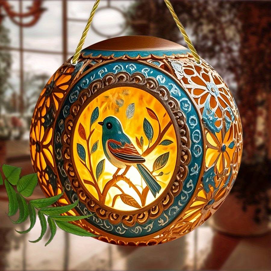 2D Flat Bohemian Style Vintage Acrylic Lantern 20.32X20.32 Cm Clear Round Hanging L