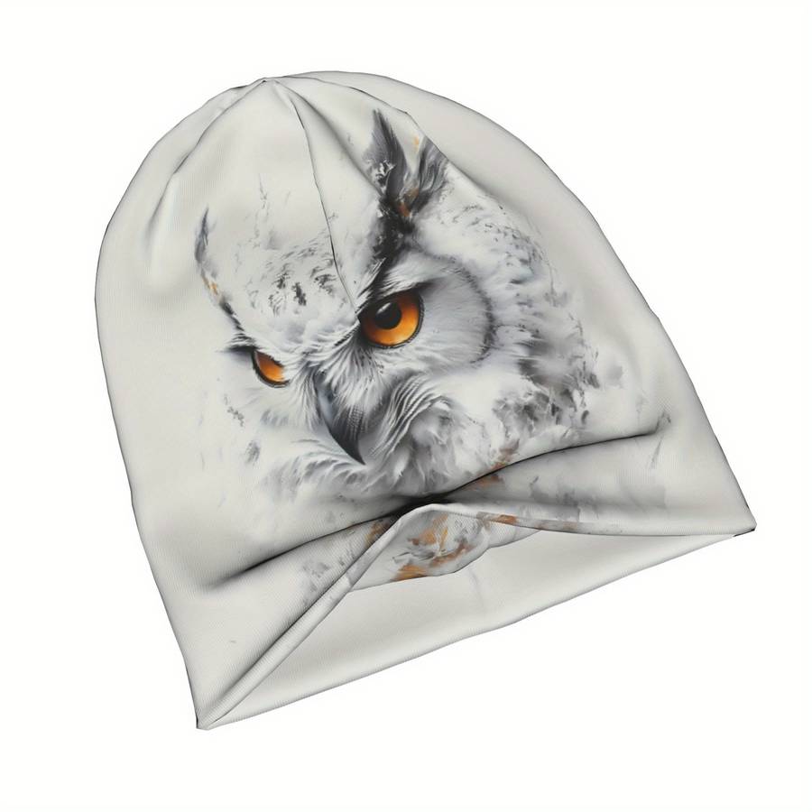 1pc BIIHUDU Men's Snowy Owl Beanie Cap Funky Knit Hat with Realistic Owl Design Soft Polyester