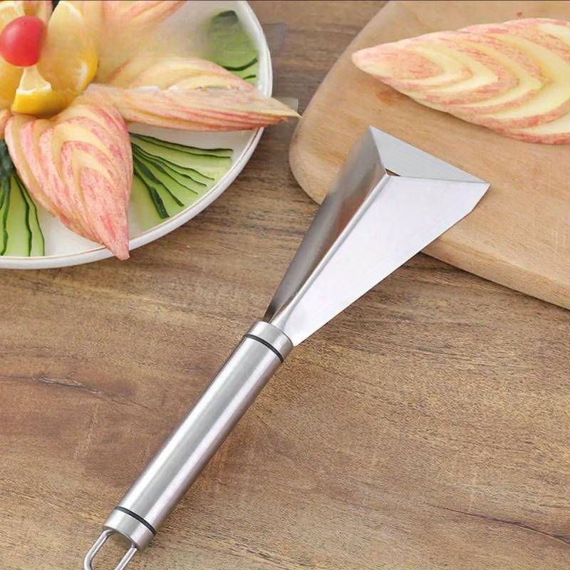 1pc Creative Stainless Steel Fruit Carving Knife Intricate Flower Design Slicing Peeling Tool