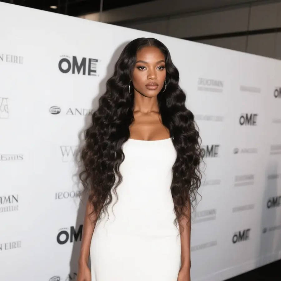 Women's Natural Long Black Brazilian Wet Curl Wig