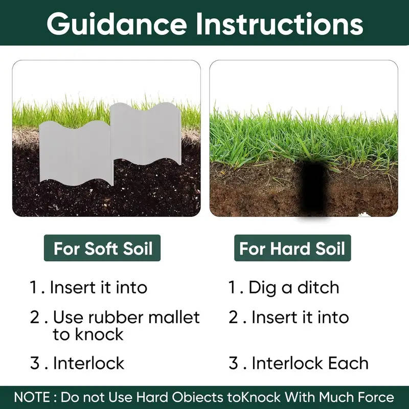 21-Piece Interlocking Landscape Fence Edging Green