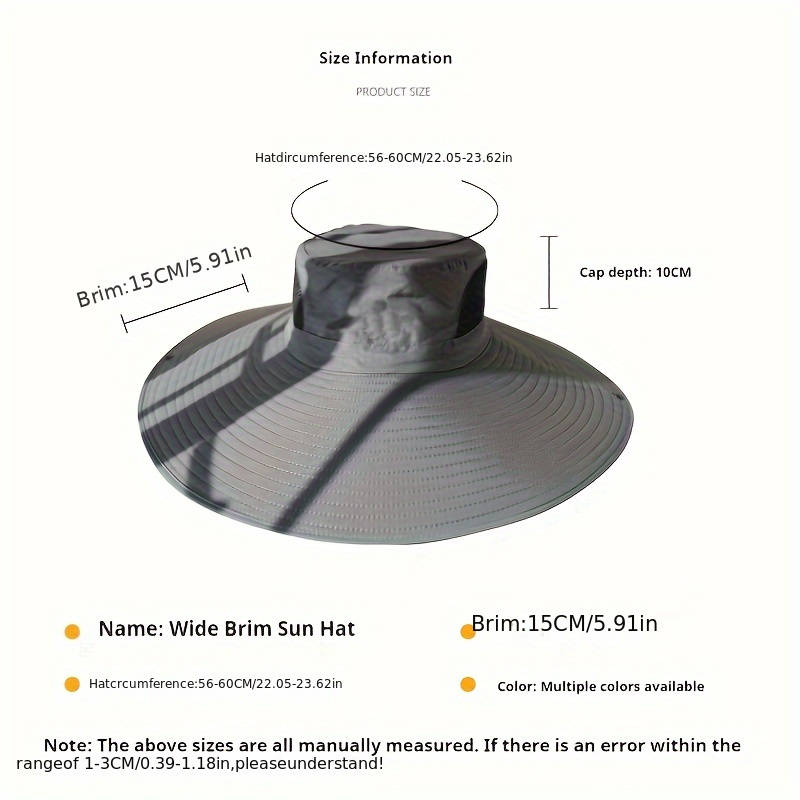 1pc One Day Available for 24 Hours Extra Large Brim 15.01 cm Sun Hat Fashionable Adjustable Wide R