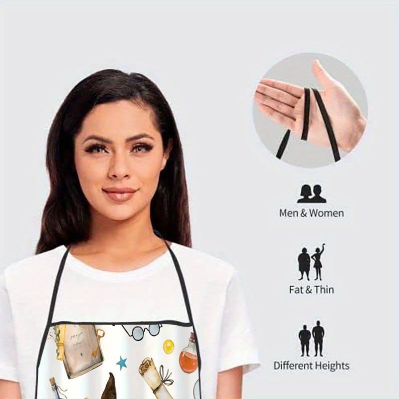 1pc Magic Themed Items and Symbols Printed Sleeveless Polyester Apron 110g m? Woven 100% Pol