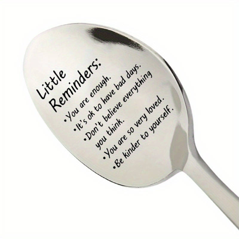 1pc Inspirational Stainless Steel Spoon  You Are Enough  Engraved Self-Love Motivational Qu