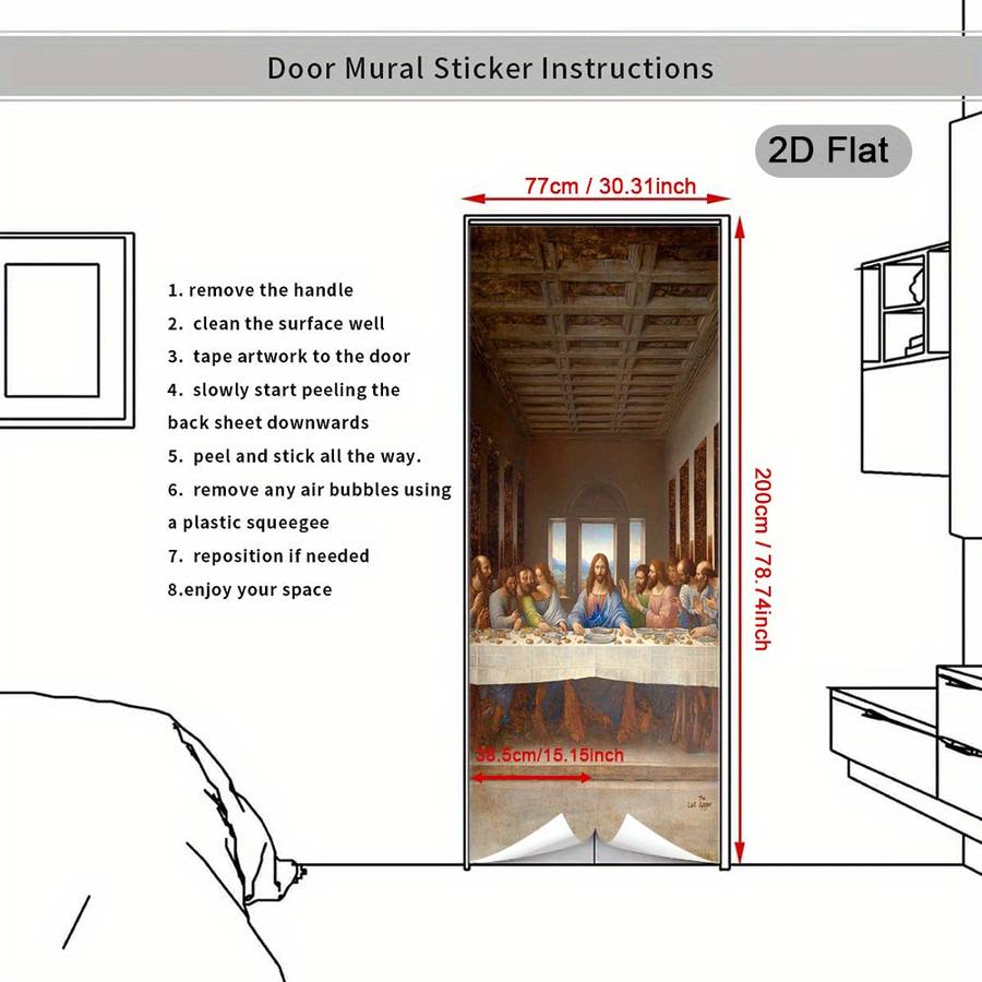 1pc 37.4x84.6 inches   95x215 cm   Jesus Christian Themed Stickers