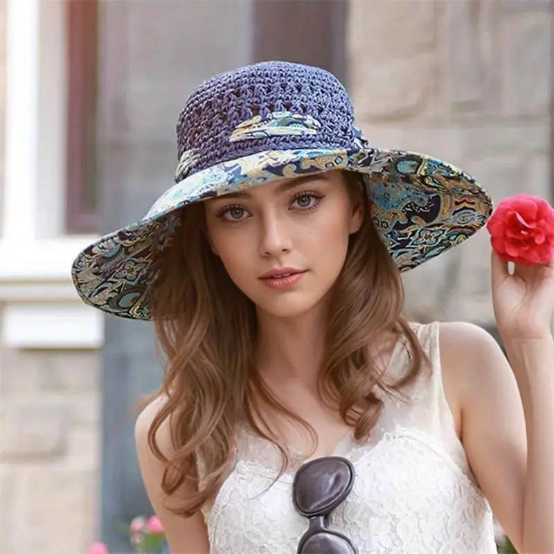 Women's Spring And Summer Ethnic Style Straw Sun Hat Coffee 2