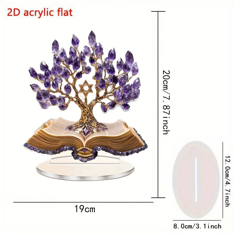 1pc 2D Flat  Acrylic Life Tree Plaque with Star of David Bohemian Spiritual Decoration Perfect Gi