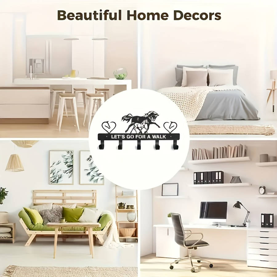 Rustic Metal Horse Key Holder with Wall Mount Rust Resistant Multi-Purpose Coat and Backpack Hange