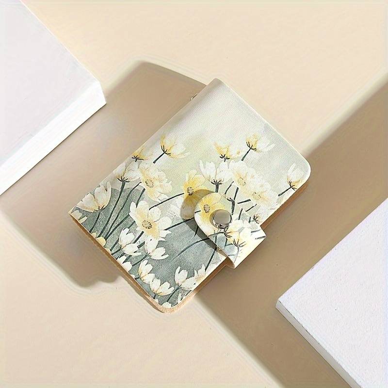 1pc Elegant Floral Pattern Synthetic Faux Leather Card Holder with 20 Slots Ideal for Credit Card