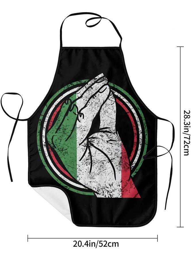 1pc Vintage Italian Flag Print Apron Black White with Green Red and Blue Stripes Durable Po