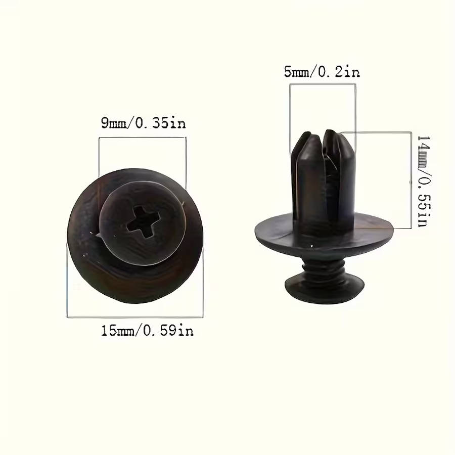 Universal 8mm Clips Plastic Rivets Fasteners Screws For Cars - Pack of 100