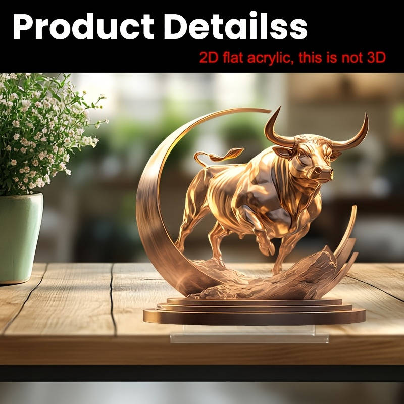 1pc 2D Flat   classic Taurus acrylic figure flat floor installation decoration ideal for d