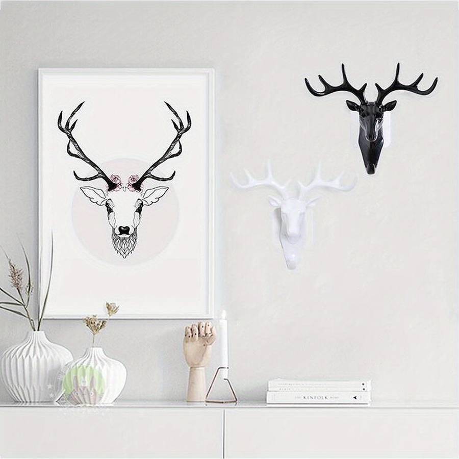 Deer Antler Wall Hook  Black Plastic  Easy-to-Install No-Drill Key Holder  Stylish  Fu