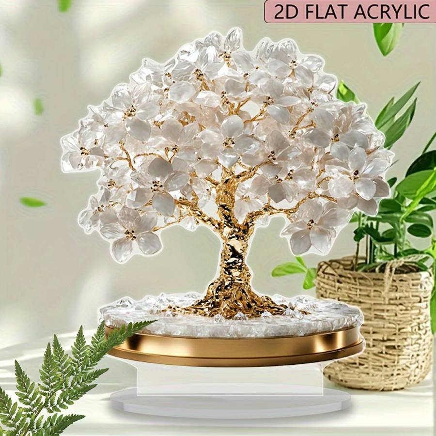 2D Flat Elegant Bohemian Cherry Blossom Acrylic Decor 18.11cm x 19.99cm Spring Plum Bloss