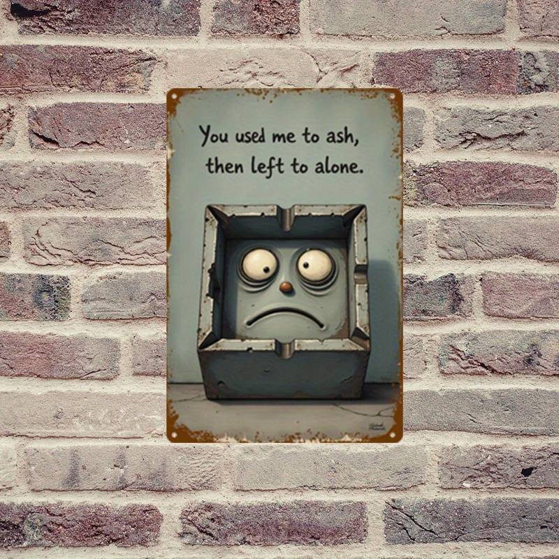 1pc Vintage Metal Ashtray with Retro Design "You Used to Be My Favorite" Quote Durable Tin Pl
