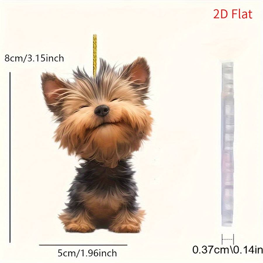 1pc 2D Flat A-Shaped Yorkshire Terrier Decoration